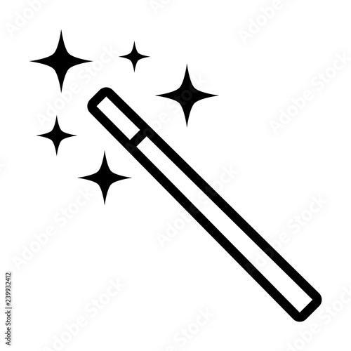 Magician or magic wane filter with sparks line art vector icon for apps and games