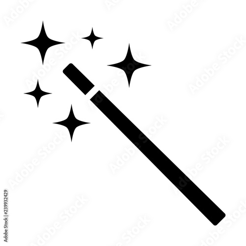 Magician or magic wane filter with sparks flat vector icon for apps and games