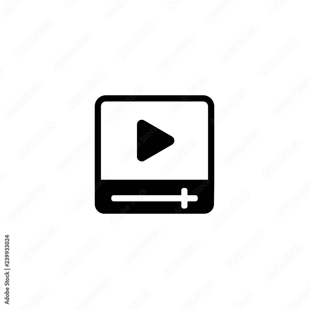 Video player icon, Web movie player monochrome icon - vector Video player icon, Web movie player monochrome icon - vector