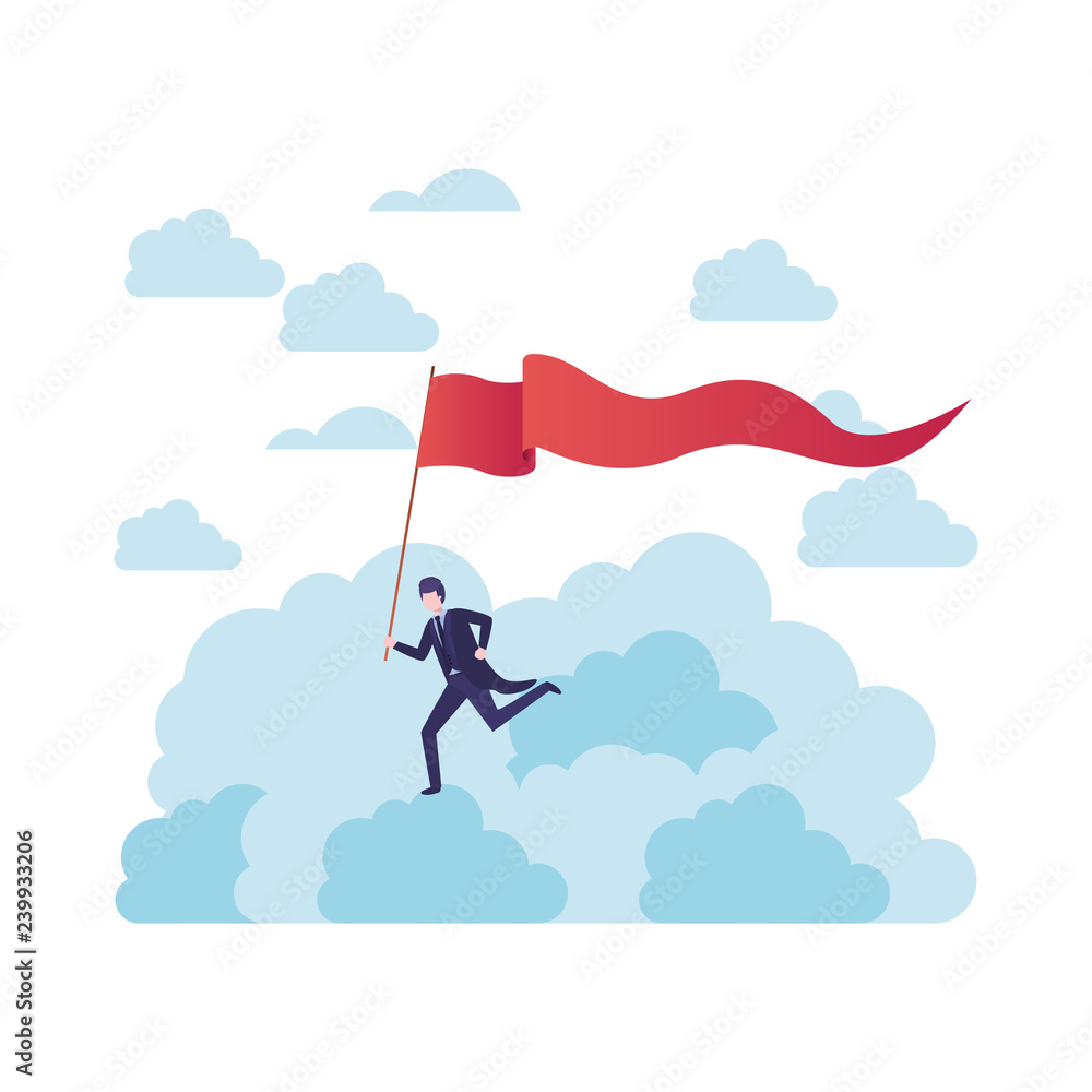 businessman with flag character businessman with flag character