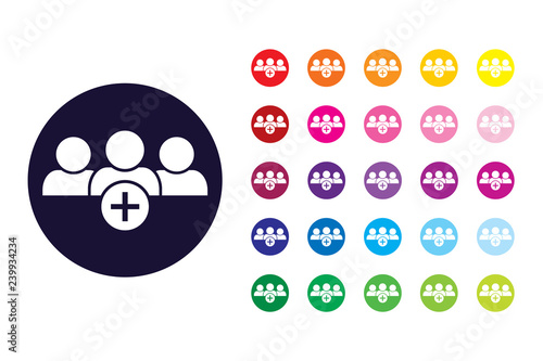 Add friend sign icon. Add friend color symbol.