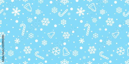 Snowflake seamless pattern vector Christmas snow Xmas Santa Claus candy cane bell scarf isolated repeat wallpaper tile background illustration gift wrapping paper