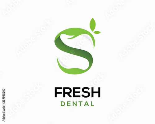 Fresh Dental logo design vector, letter s logo template, Dental logo design template