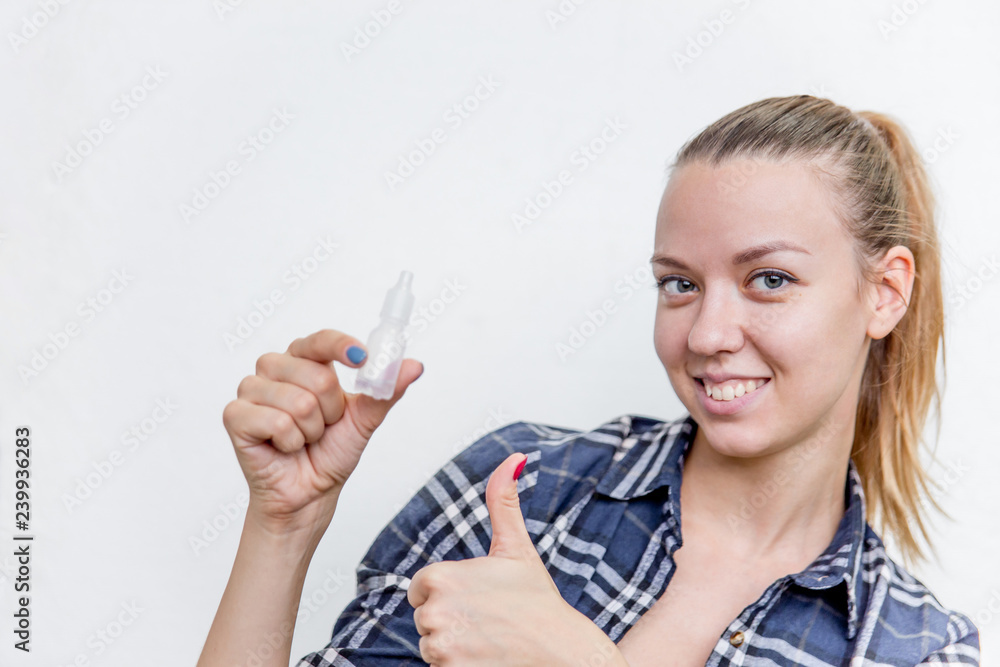 Young woman with bad eyesight with glasses and contact lenses