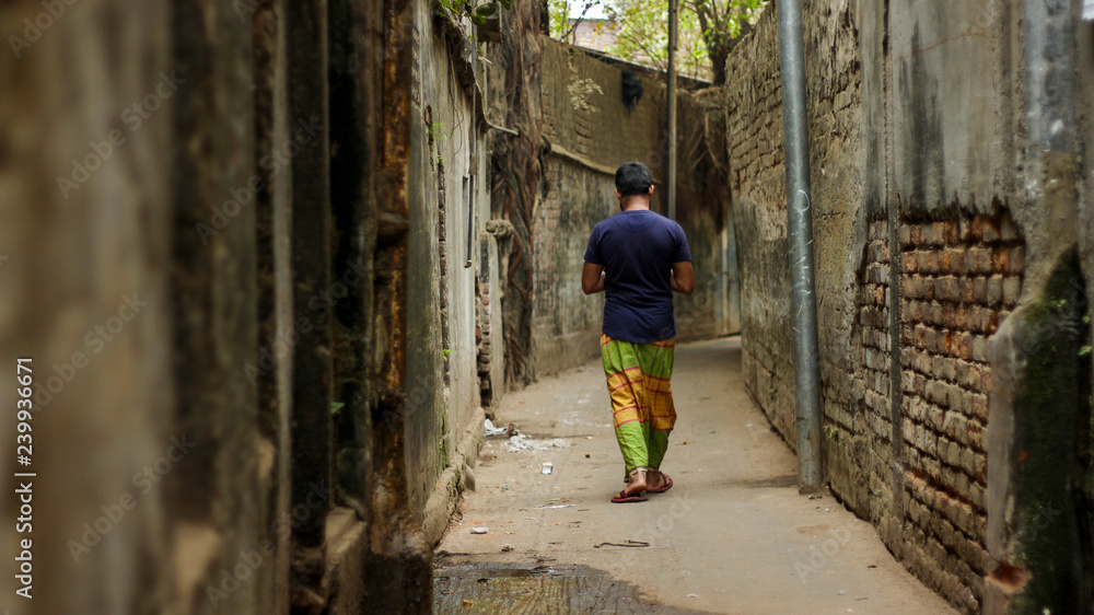 Man Walking Into The Narrow Road Man Walking Into The Narrow Road