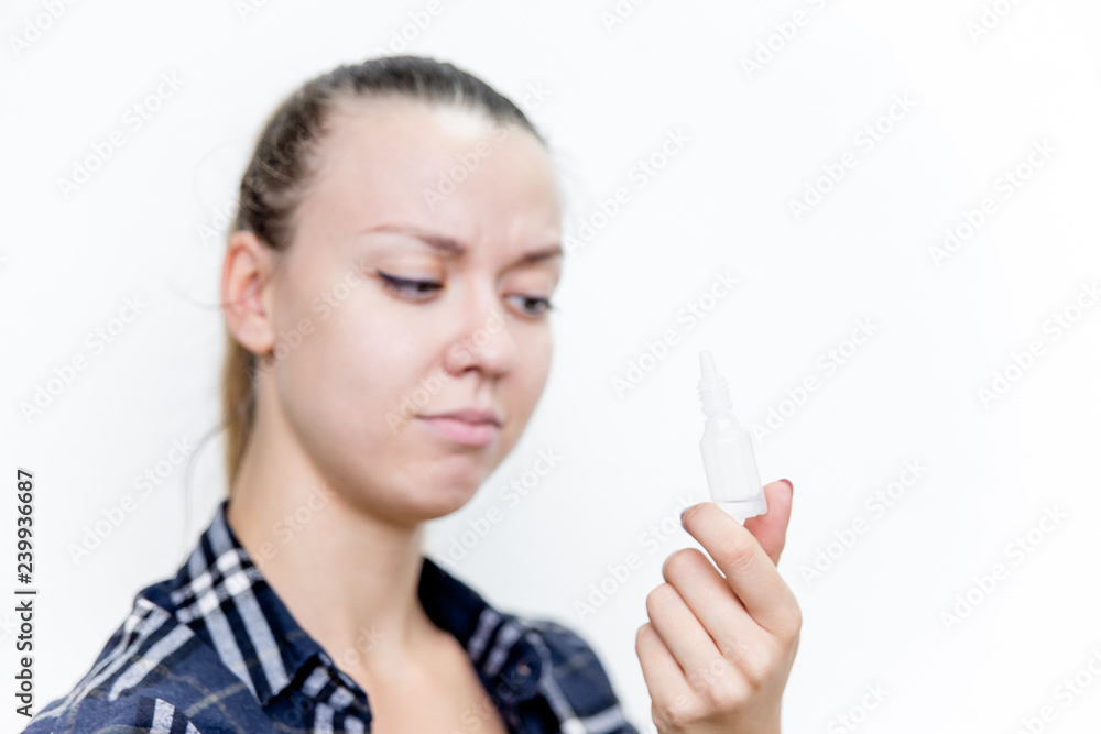 Young woman with bad eyesight with glasses and contact lenses Young woman with bad eyesight with glasses and contact lenses
