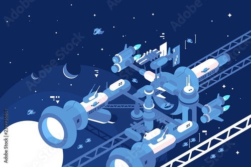 Orbital stations orbiting moon