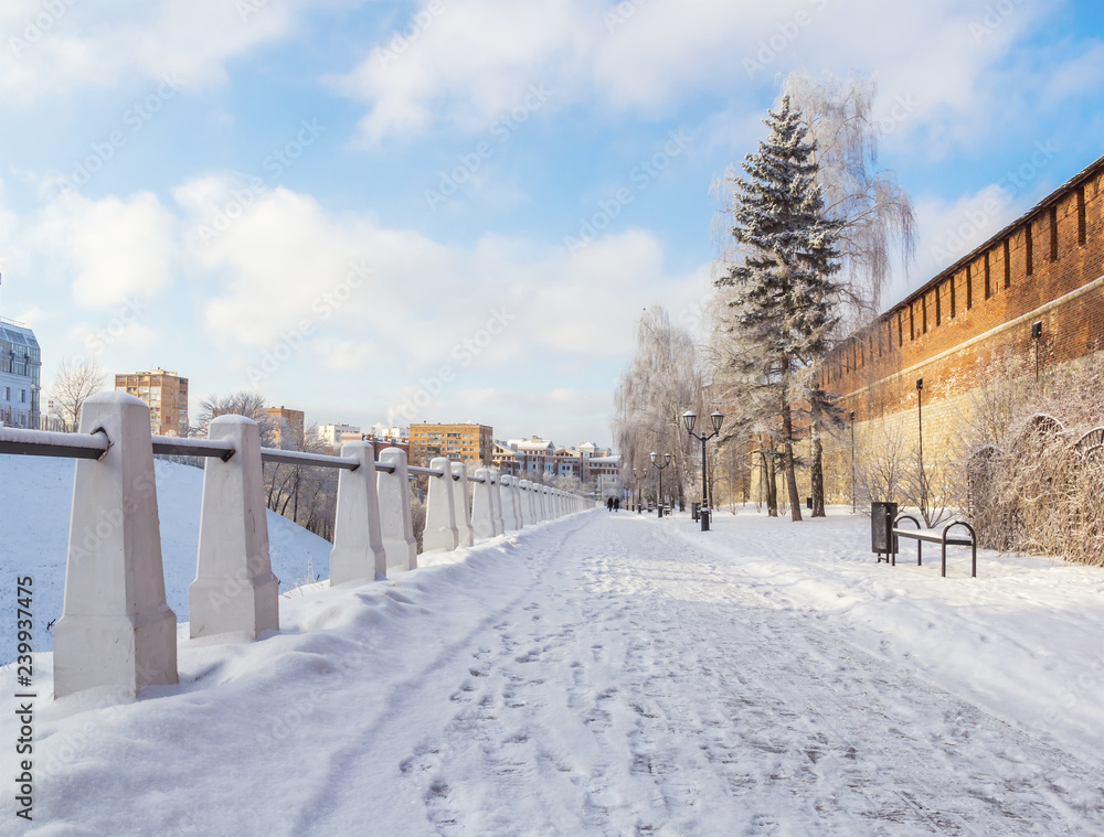 Snow on Kremlin Boulevard in Nizhny Novgorod Snow on Kremlin Boulevard in Nizhny Novgorod