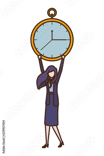 businesswoman with clock avatar character photo