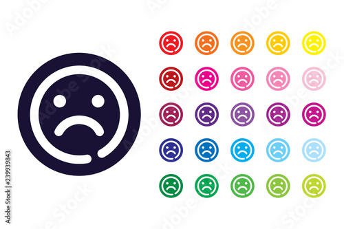 Unhappy sign icon. Unhappy color symbol.