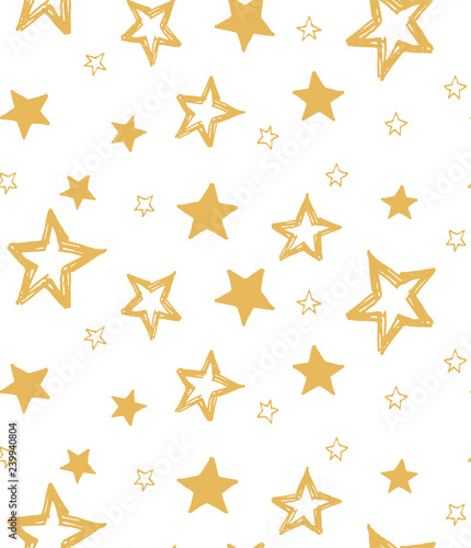 Seamless pattern of sketches of the yellow asterisks.