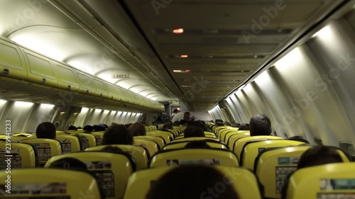 People sitting in airplane during flight.
Shot in 4k 24fps.