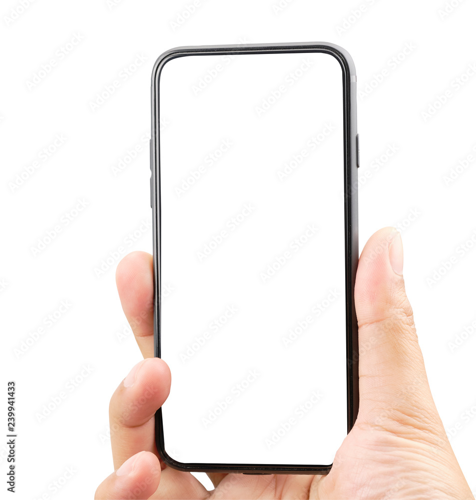 Hand holding smartphone and show touch screen, suitable for advertising. have copy space and clipping path. Hand holding smartphone and show touch screen, suitable for advertising. have copy space and clipping path.