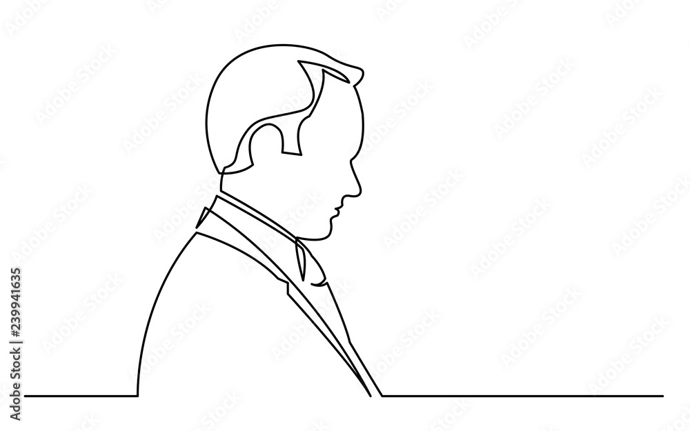 continuous line drawing of isolated on white background profile portrait of businessman continuous line drawing of isolated on white background profile portrait of businessman