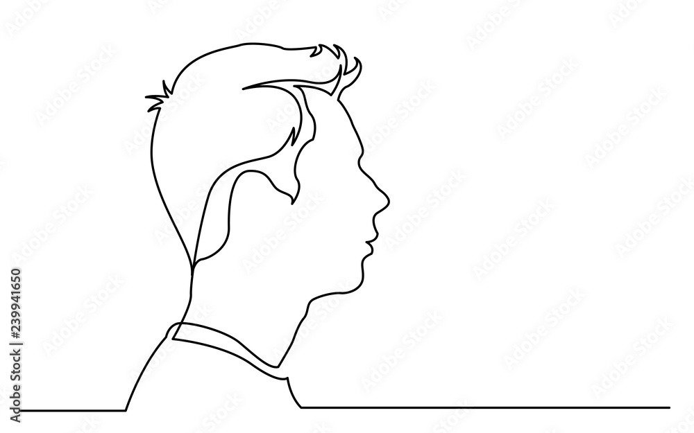 continuous line drawing of isolated on white background profile ...