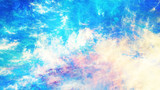 Abstract blue and yellow surreal clouds. Expressive brush strokes. Fractal background. 3d rendering.