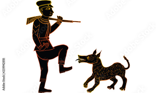 man in Thai traditional painting, vector