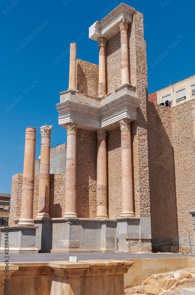 Views of the Roman Theatre of Cartagena, Spain. It was built around the year 5 BC.
