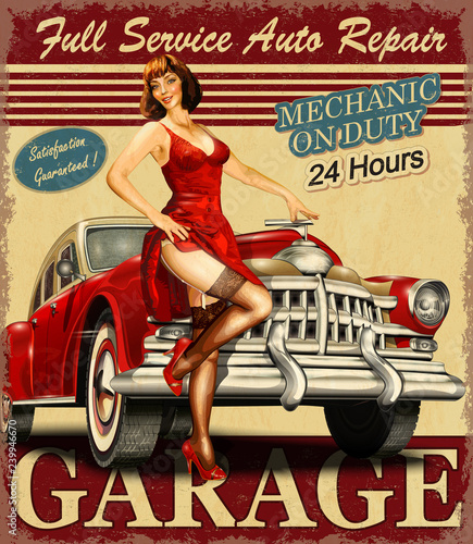 Vintage garage retro poster
