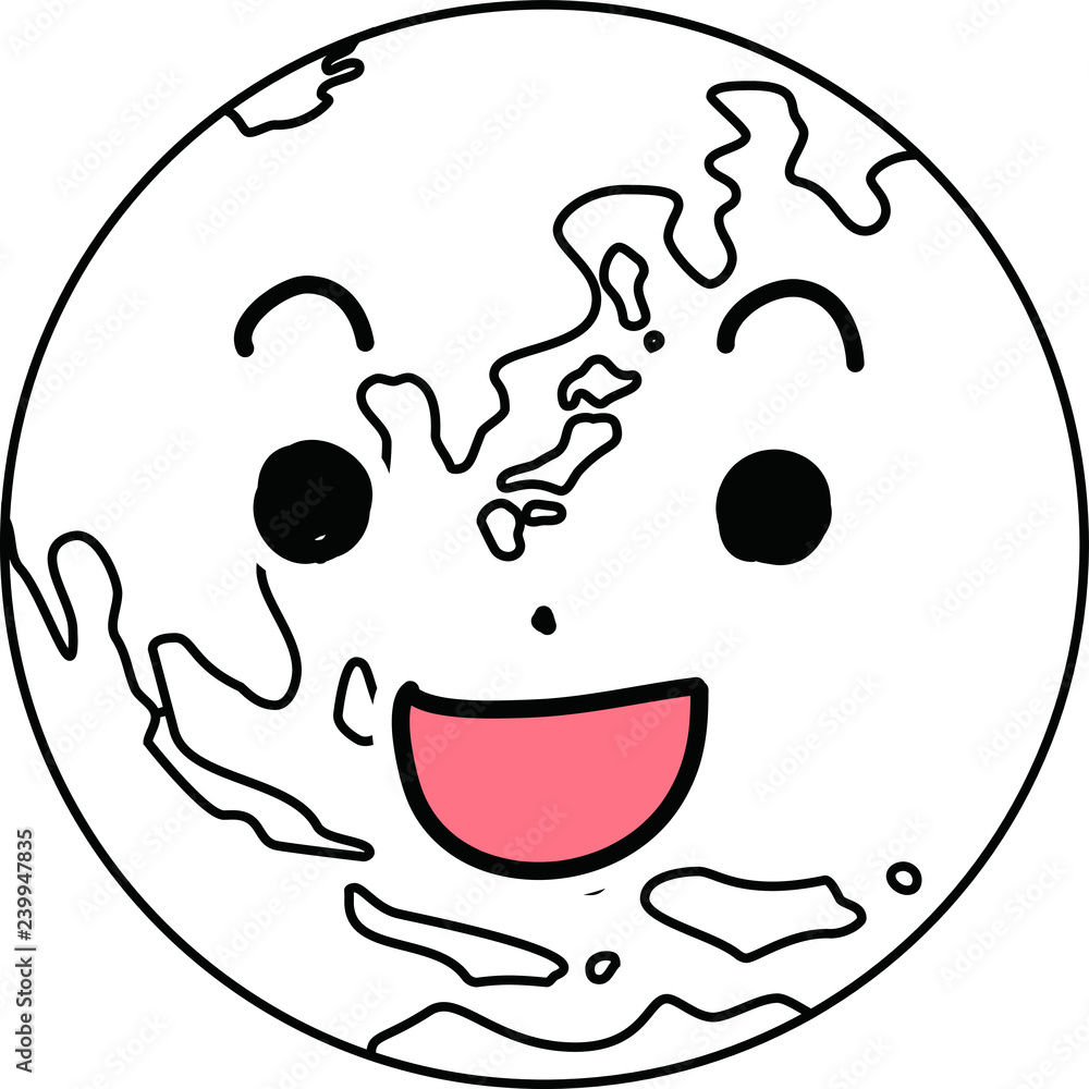 Facial expression outline of a round earth Facial expression outline of a round earth