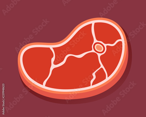 Steak on the bone. Isolated fresh meat icons. Vector illustration.
