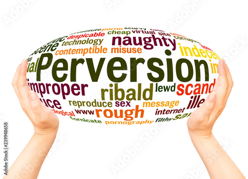 Принти на полотні Perversion word cloud hand sphere concept