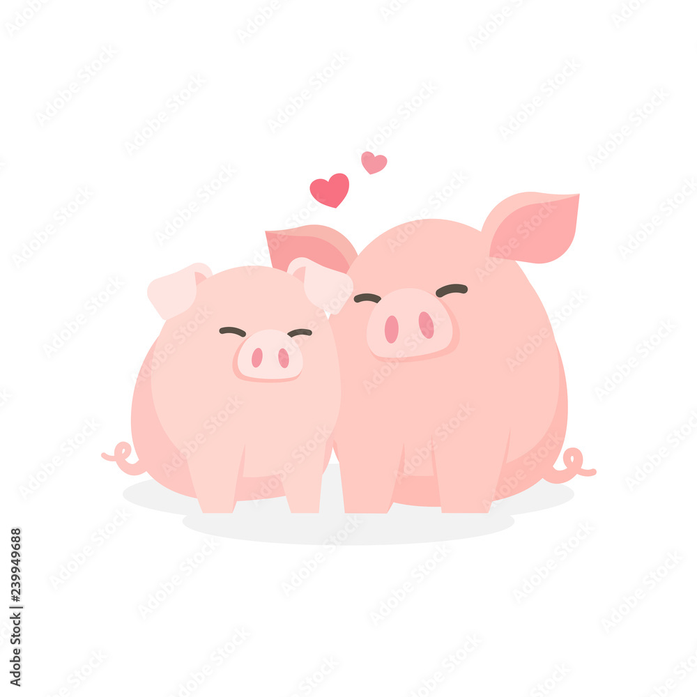 Cute couple pig hugging embracing happily, Dating relationship concept, Cartoon vector illustration Cute couple pig hugging embracing happily, Dating relationship concept, Cartoon vector illustration