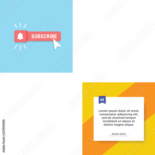 Cool vector subscribe button with cursor and notification in flat design. Ideal for video streaming website banners, blogs, content updates and news feed