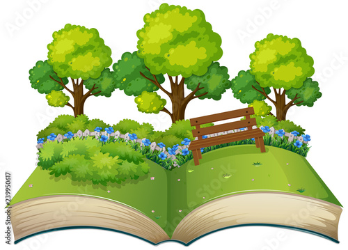 Isolated open book nature theme