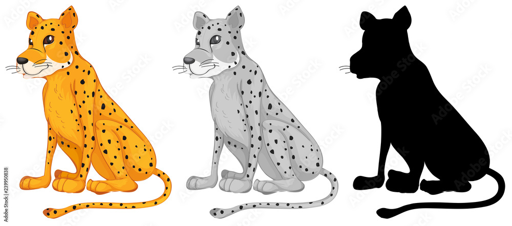 Naklejka Zestaw postaci geparda