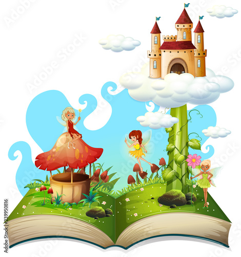 Open book fairy tale theme