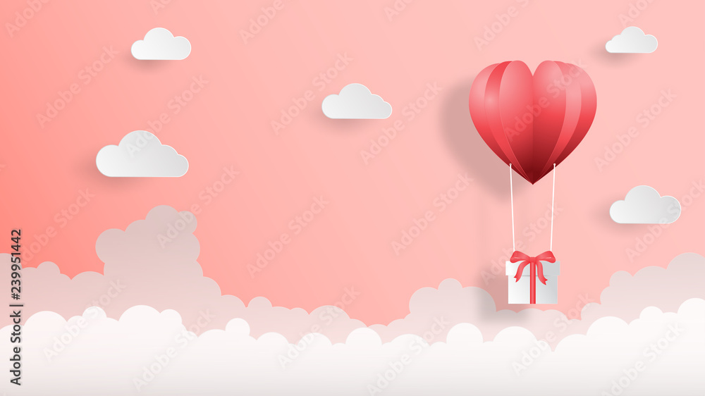 Creative valentines day background vector illustration paper cut style.
