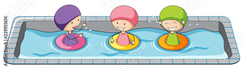 Doodle girls in swimming pool
