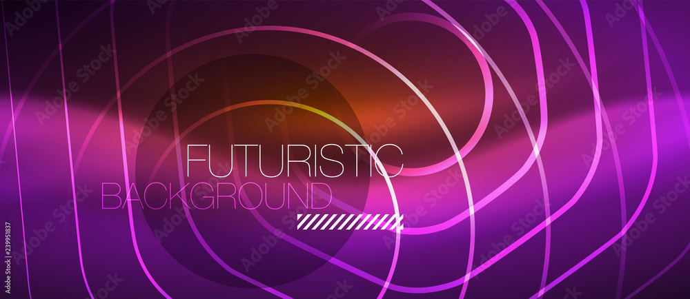 Neon glowing wave, magic energy and light motion background. Vector wallpaper template Neon glowing wave, magic energy and light motion background. Vector wallpaper template
