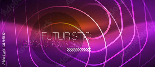 Neon glowing wave, magic energy and light motion background. Vector wallpaper template