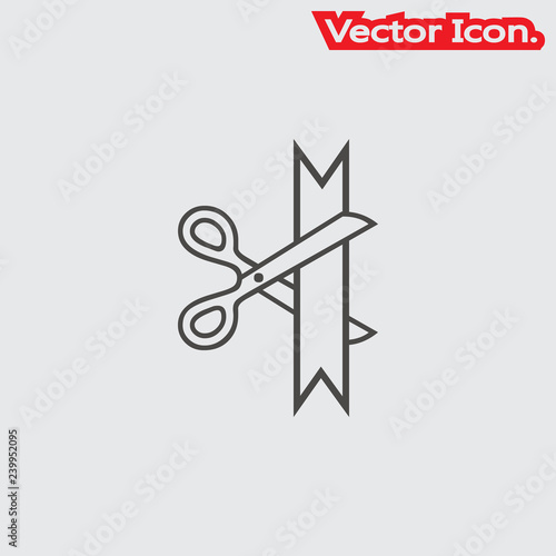 Ceremony ribbon cut icon isolated sign symbol and flat style for app, web and digital design. Vector illustration.