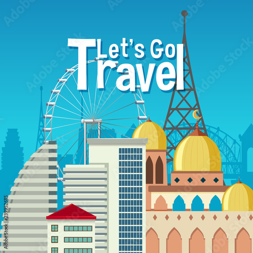 Urban landmark travel theme