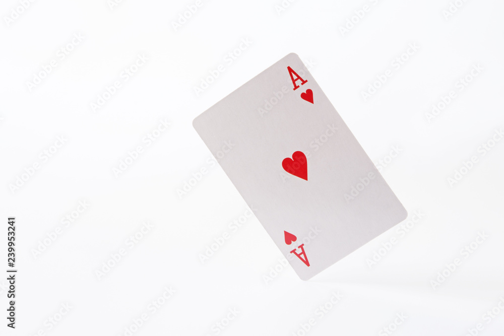 The ace of hearts on white background 

