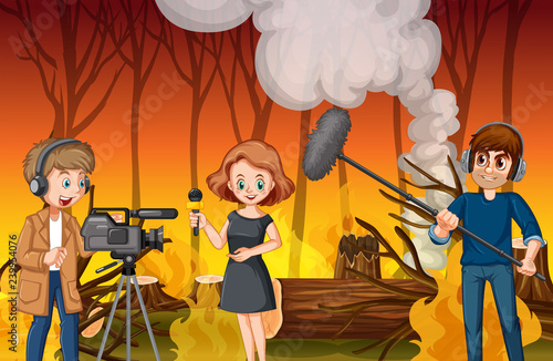 Journalist report news wildfire