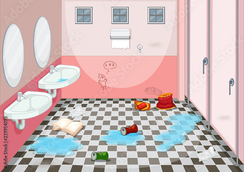 Interior design of dirty toilet