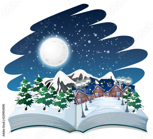 Open book winter outdoor theme