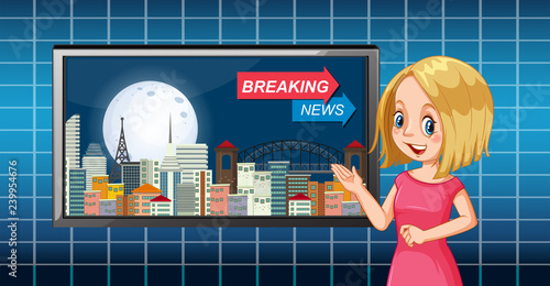 Beautiful female news reporter