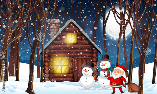 Cabin in the winter wood