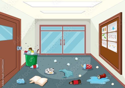A dirty school hallway