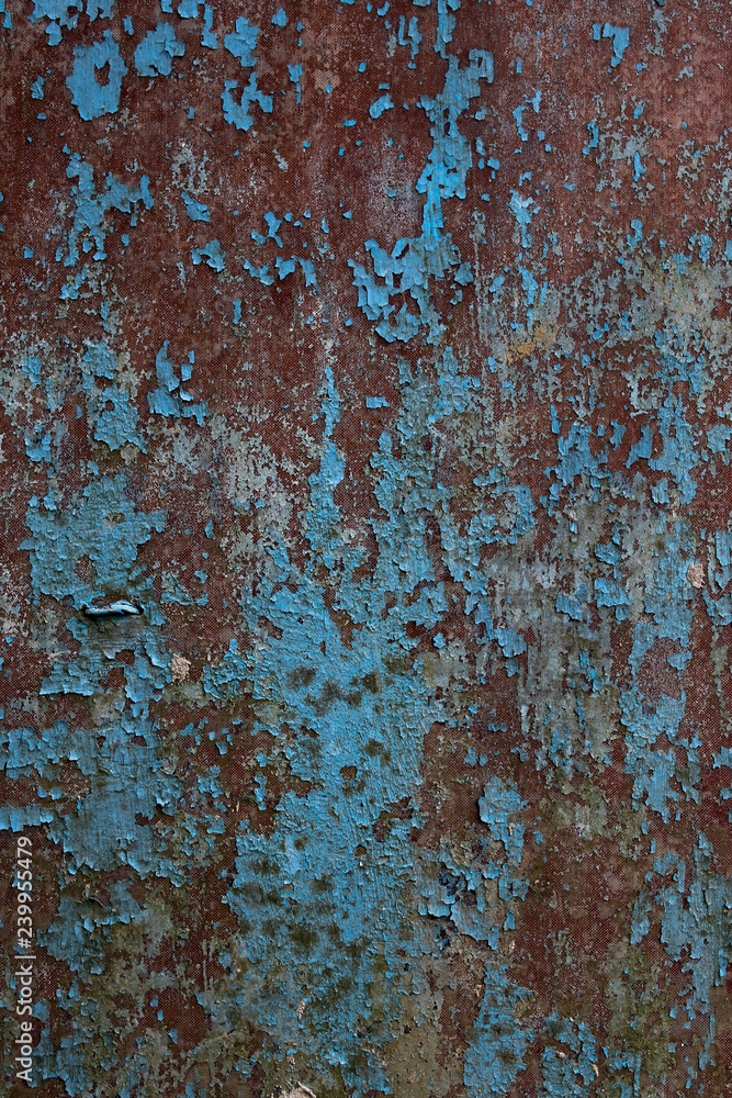 texture old brown sheet metal with peeling paint with corrosion
