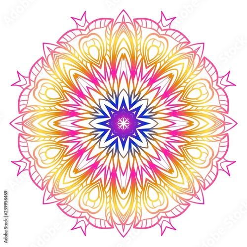 Ethnic ornamental mandala. Decorative design element. Vector illustration.