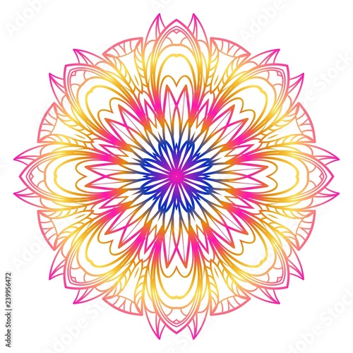 Floral color mandala. Arabic  Indian  motifs. Vector illustration.