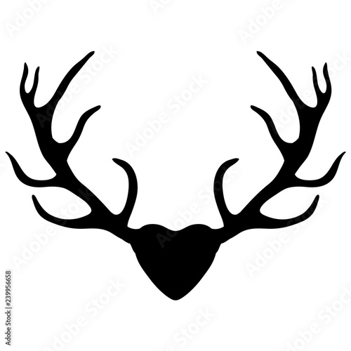 Deer antlers, silhouette isolated on white