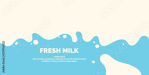 Murais de parede Modern poster fresh milk with splashes on a light blue background