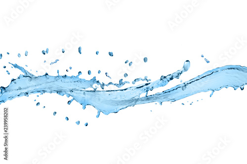 Blue water splash isolated on white background 